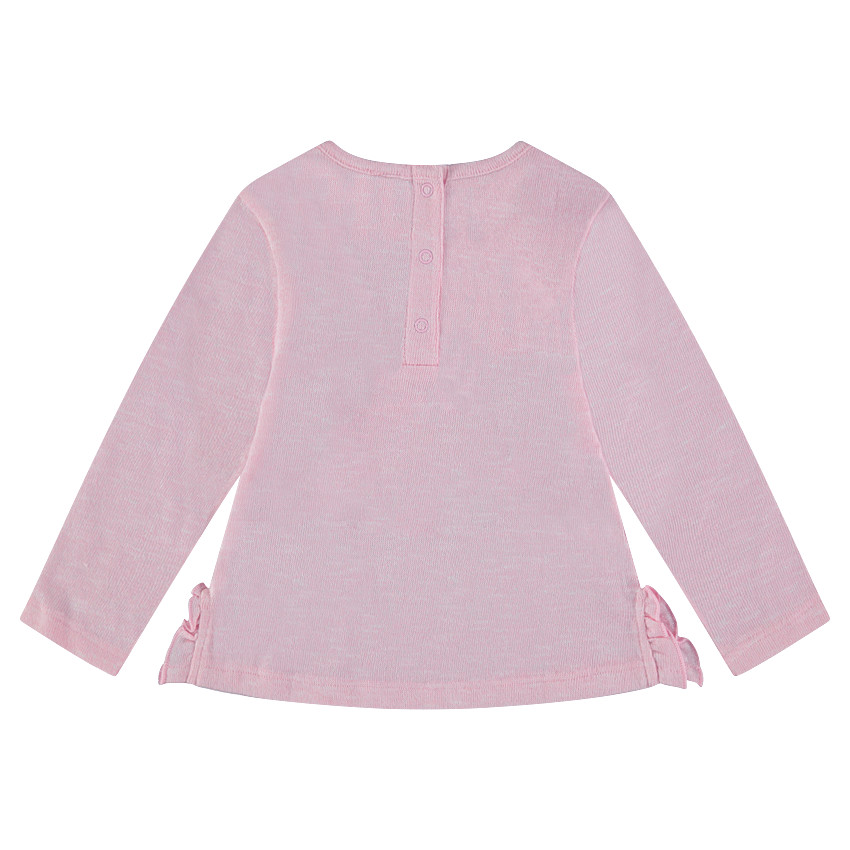 Tee-shirt manches longues en tricot fin slub avec motif fantaisie 