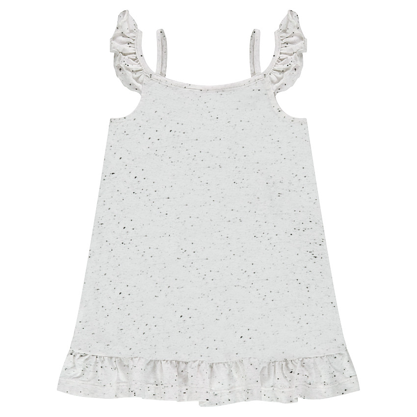 Tunique en maille effet neps avec inscription et pompons sur le devant 