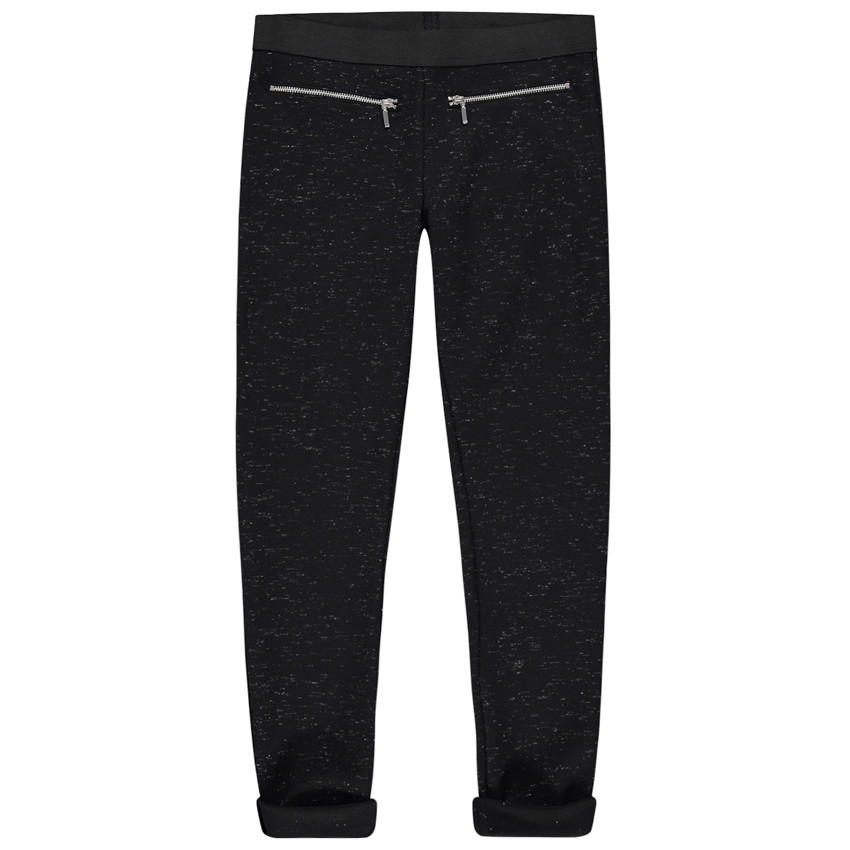 Legging en maille chinée de fil brillant avec zips 