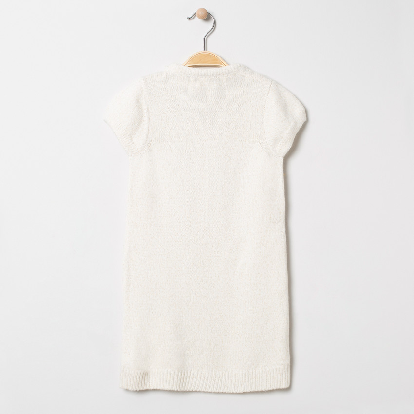 Robe manches courtes en tricot motif coeurs 