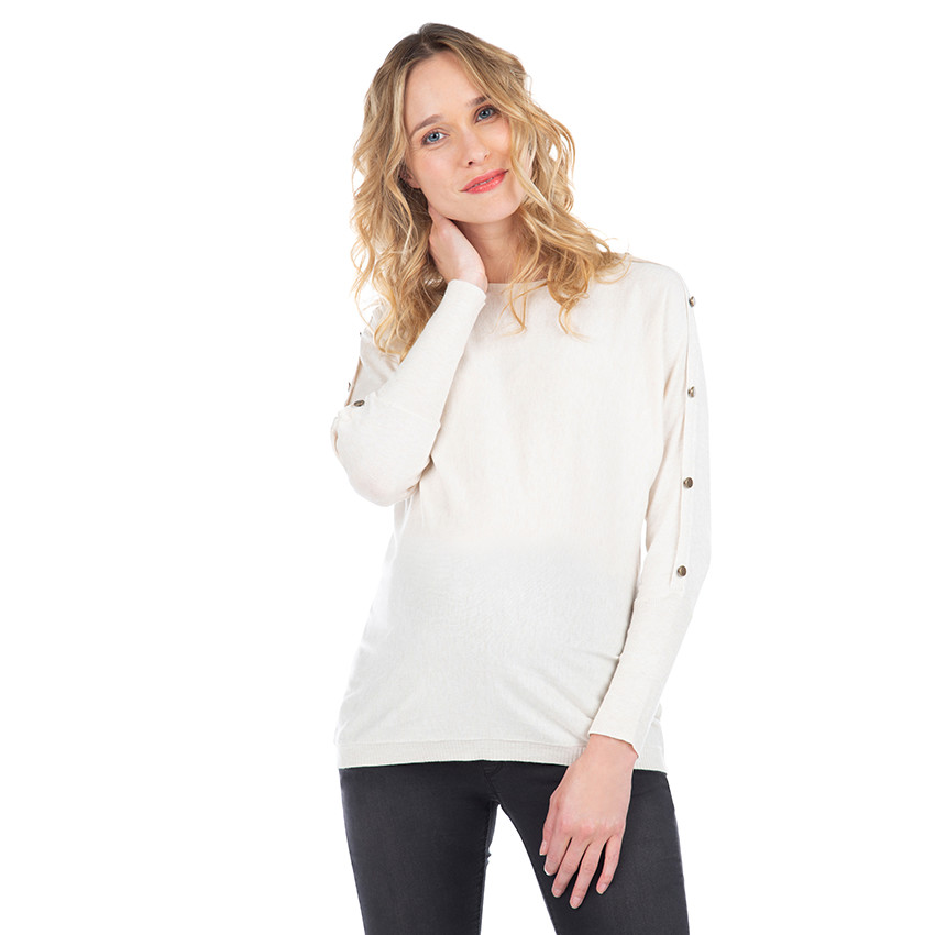 Pull de grossesse en tricot uni avec boutons fantaisie 