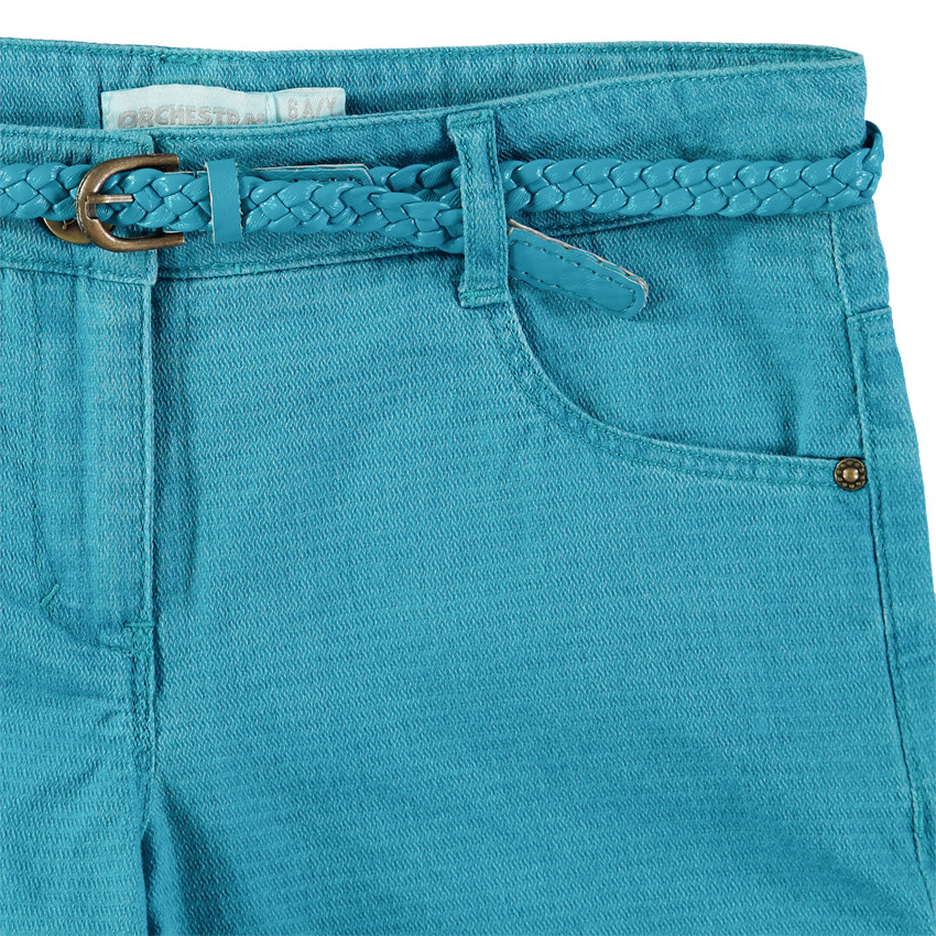 Short surteint en toile fantaisie avec ceinture tressée amovible 