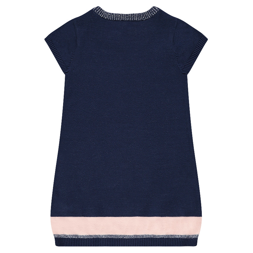 Robe manches courtes en tricot avec message en sequins 