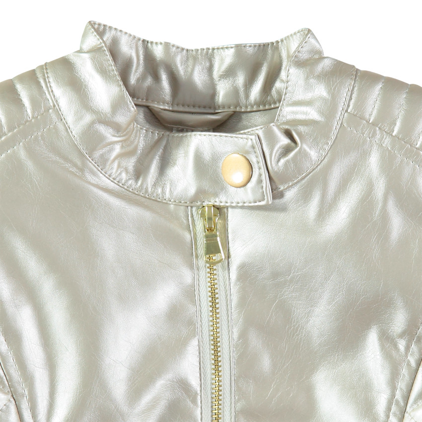 Perfecto en simili cuir argenté doublé sherpa 