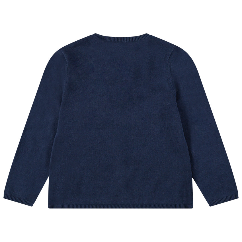 Gilet en tricot bleu marine avec noeuds plats ton sur ton 