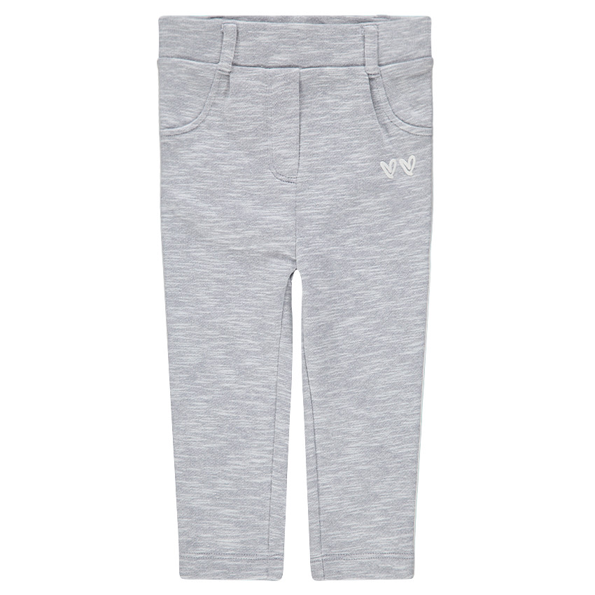 Pantalon en double jersey gris twisté avec bandes contrastées  