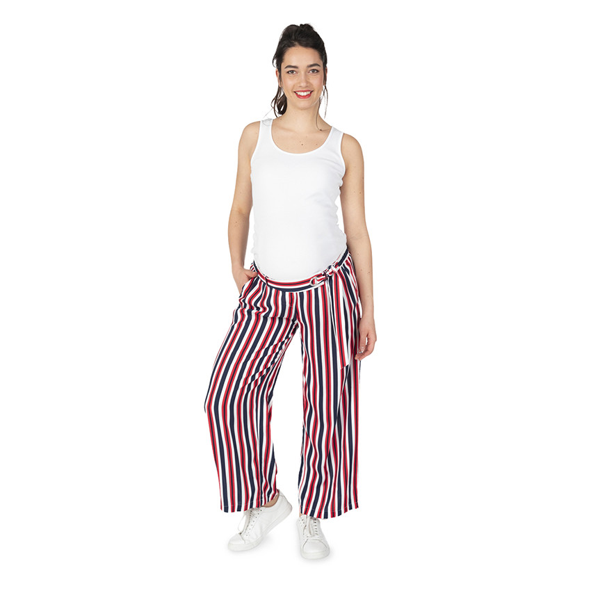 Pantalon palazzo de grossesse à rayures verticales 