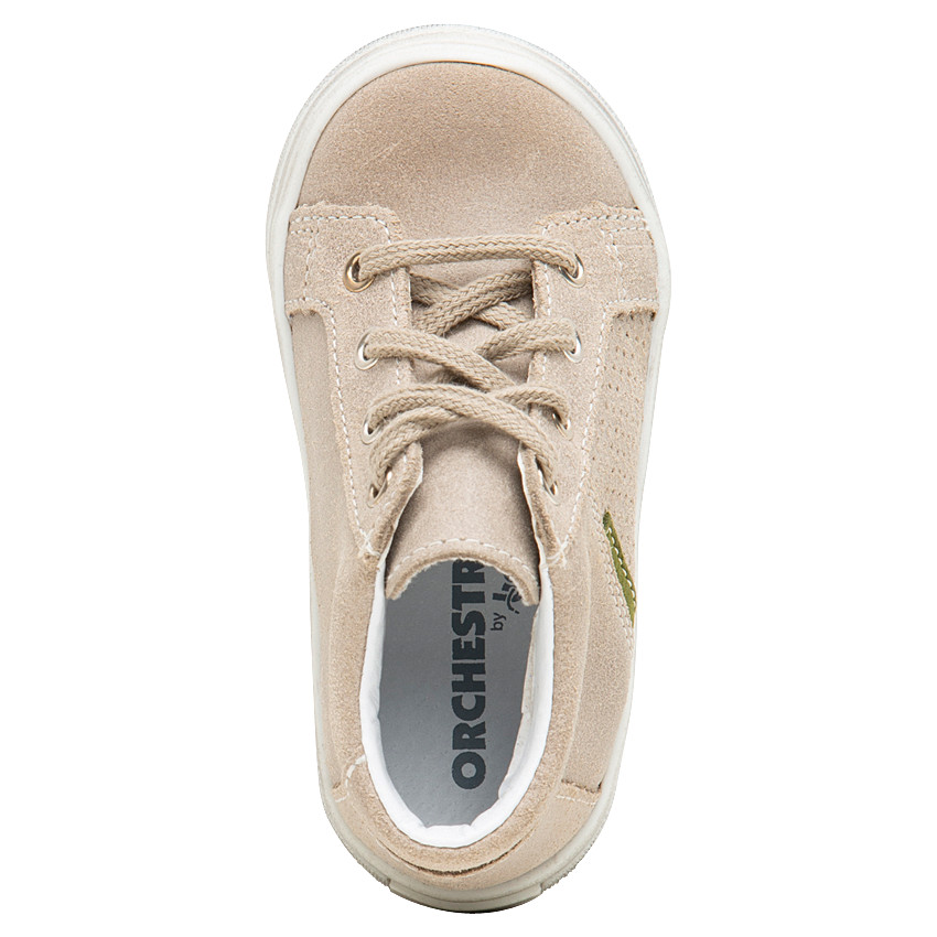 Bottillons en cuir suédé avec côté perforé et empiècement contrasté 