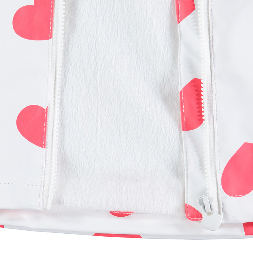 Parka à capuche en gomme avec coeurs printés all-over 