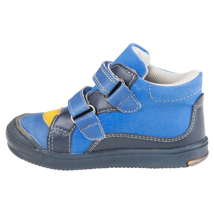 Bottillons aspect cuir à scratchs et empiècements contrastés 