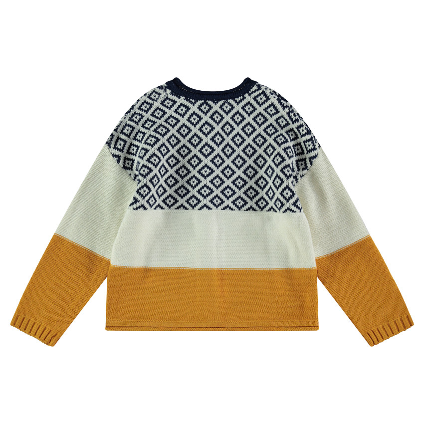 Gilet en tricot contrasté avec motif jacquard 