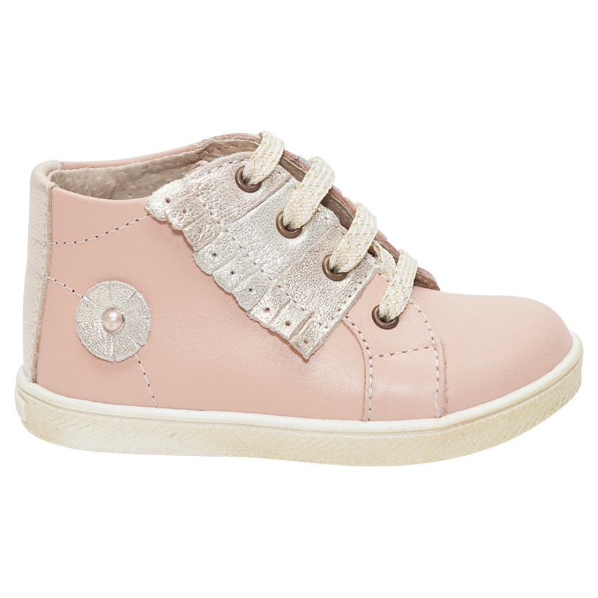 Bottillons en cuir à lacets avec empiècement effet nacré  