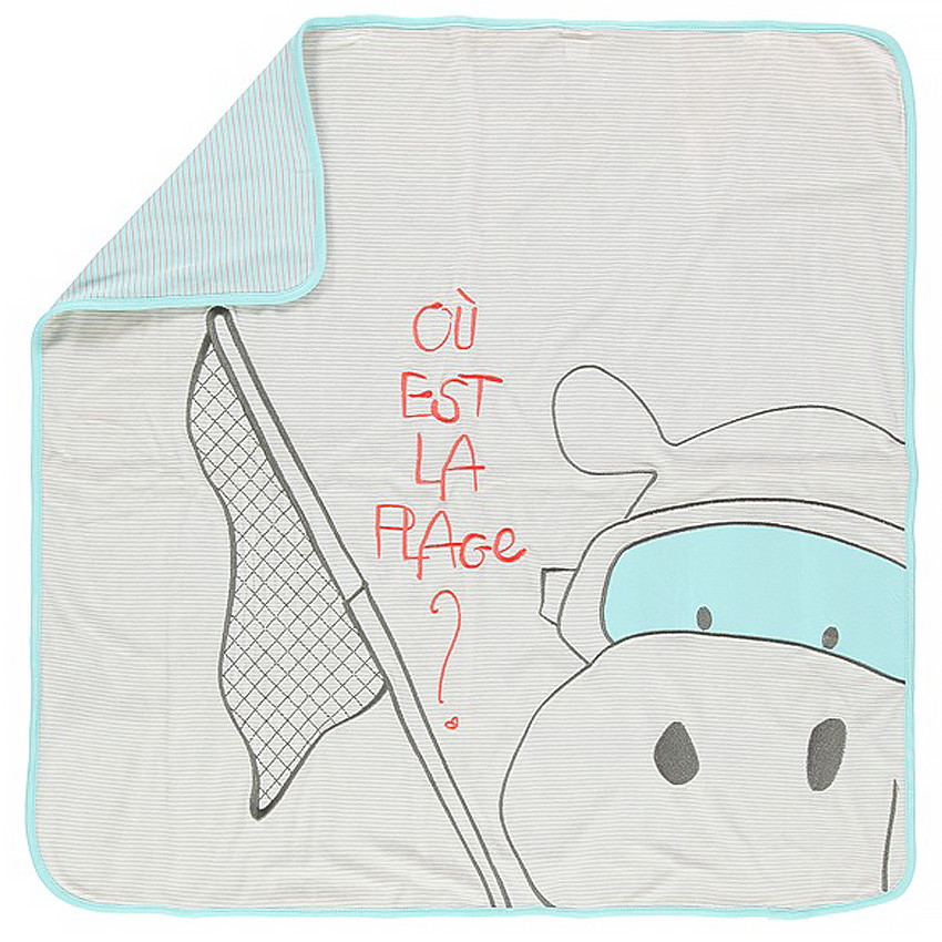 Couverture rayée en velours et jersey 