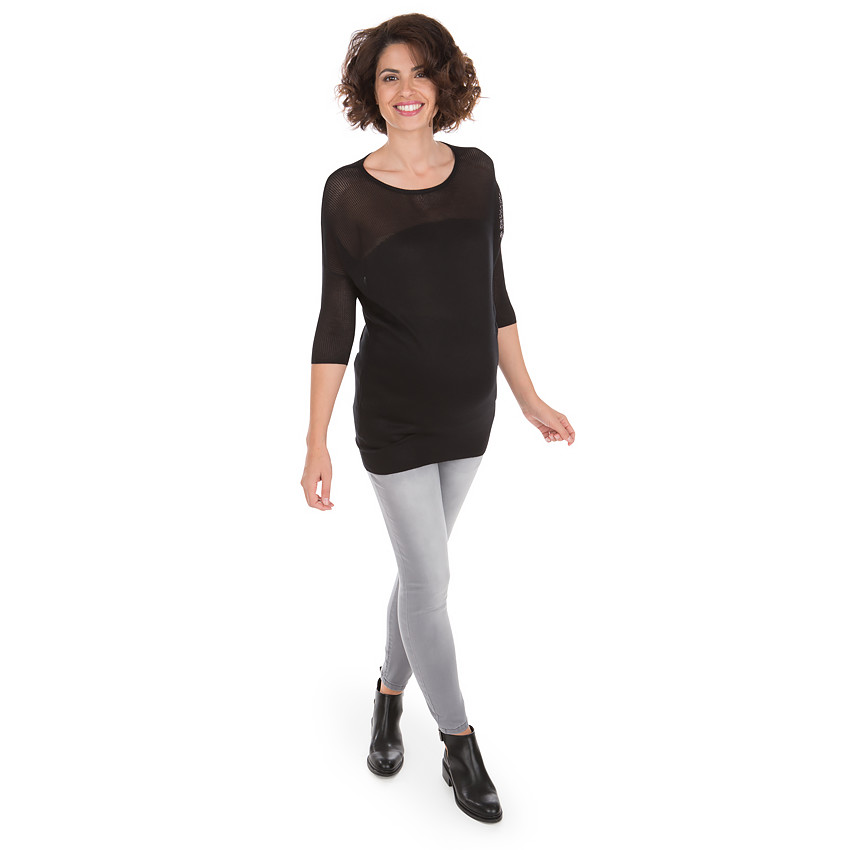 Pull de grossesse en maille ajourée et unie 