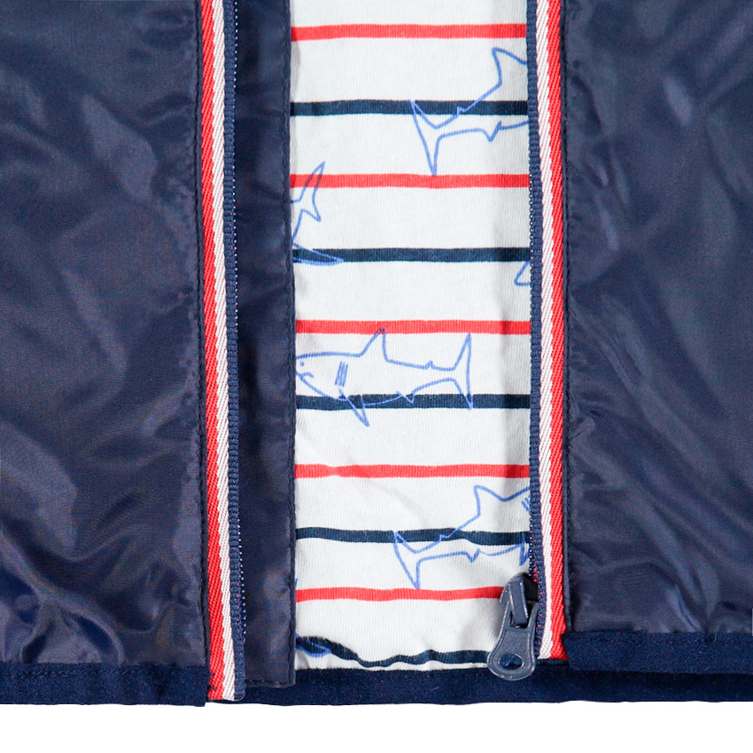 Coupe-vent en nylon bleu marine avec doublure en jersey rayé 