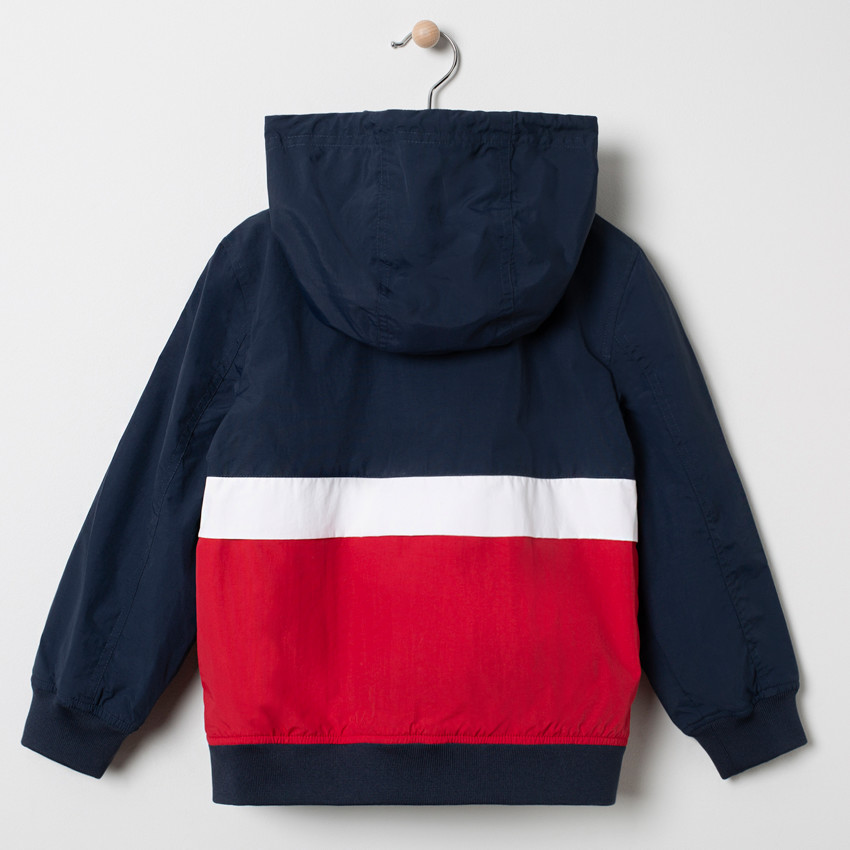 Coupe-vent à capuche tricolore doublé mesh 