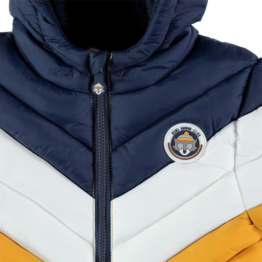 Doudoune matelassée tricolore à  capuche 