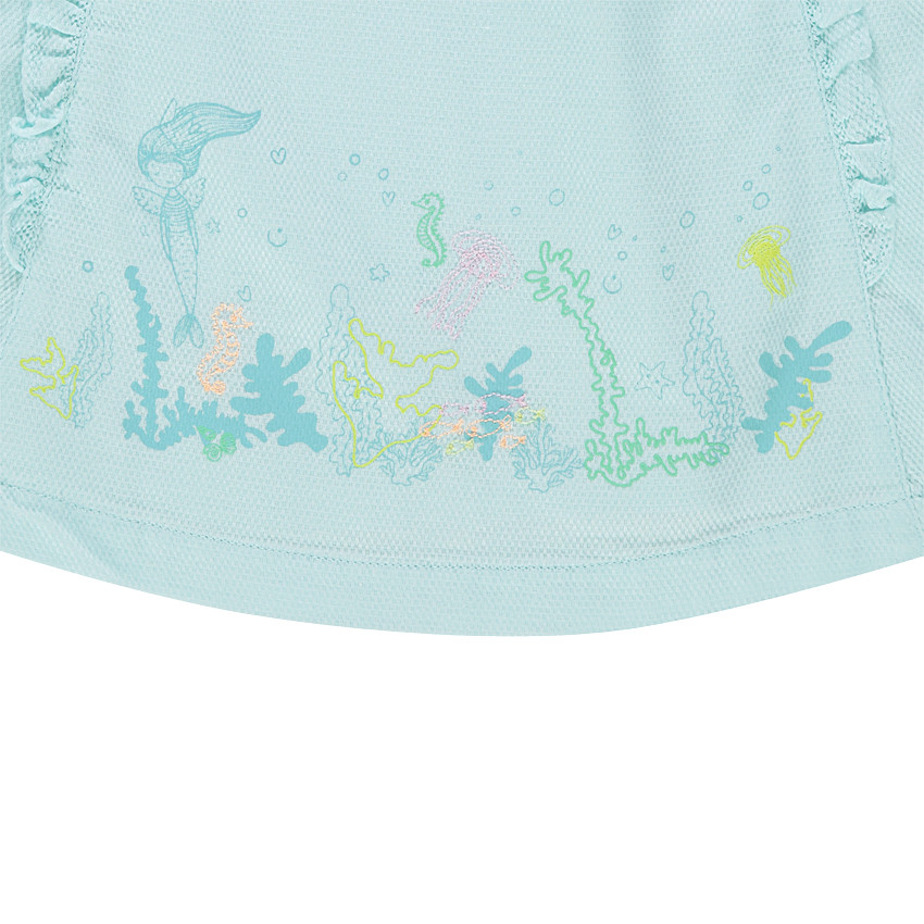 Robe en coton fantaisie avec print sur le devant et volants 