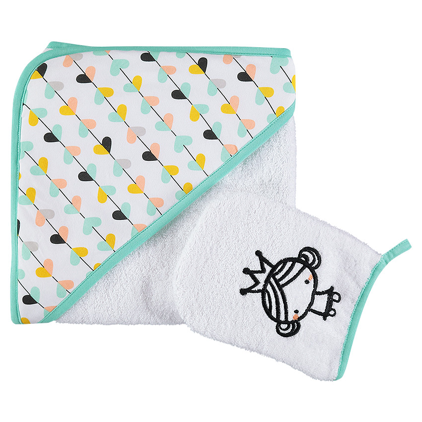 Set de bain cape et gant de toilette print princesse 