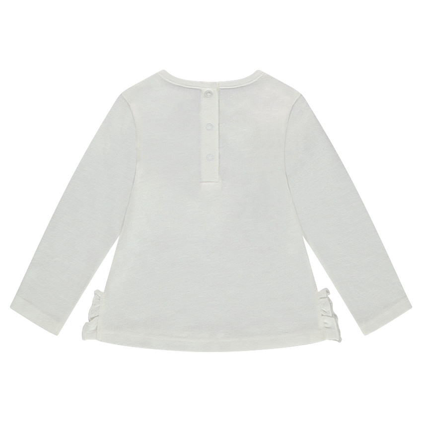 Tee-shirt manches longues en tricot fin slub avec motif fantaisie 