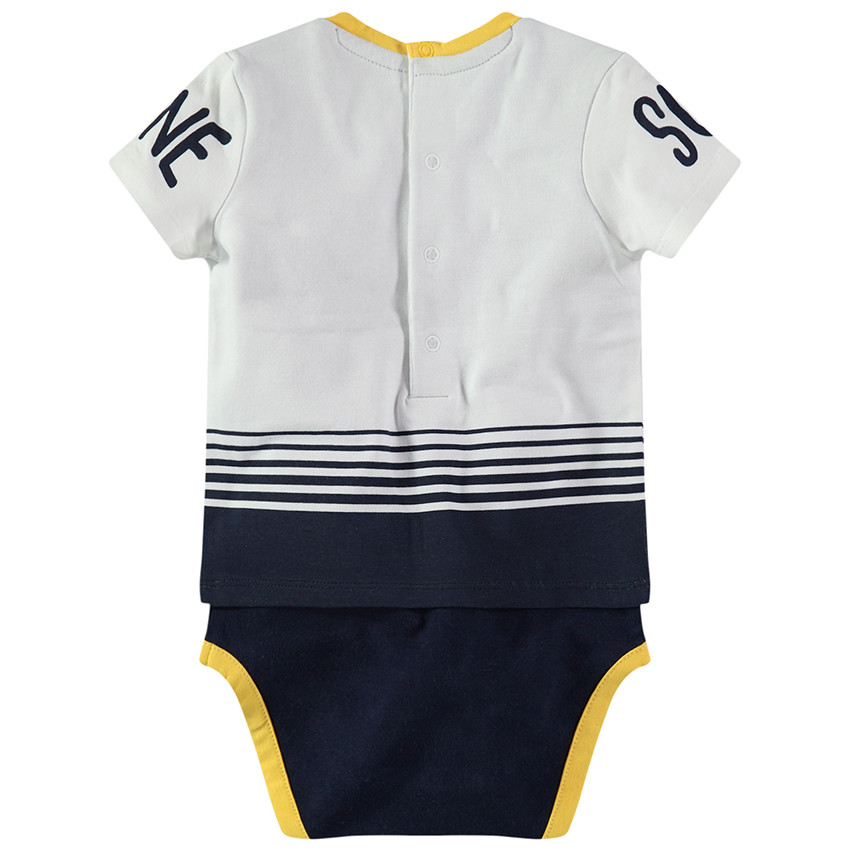 Body manches courtes effet 2 en 1 avec rayures et prints 