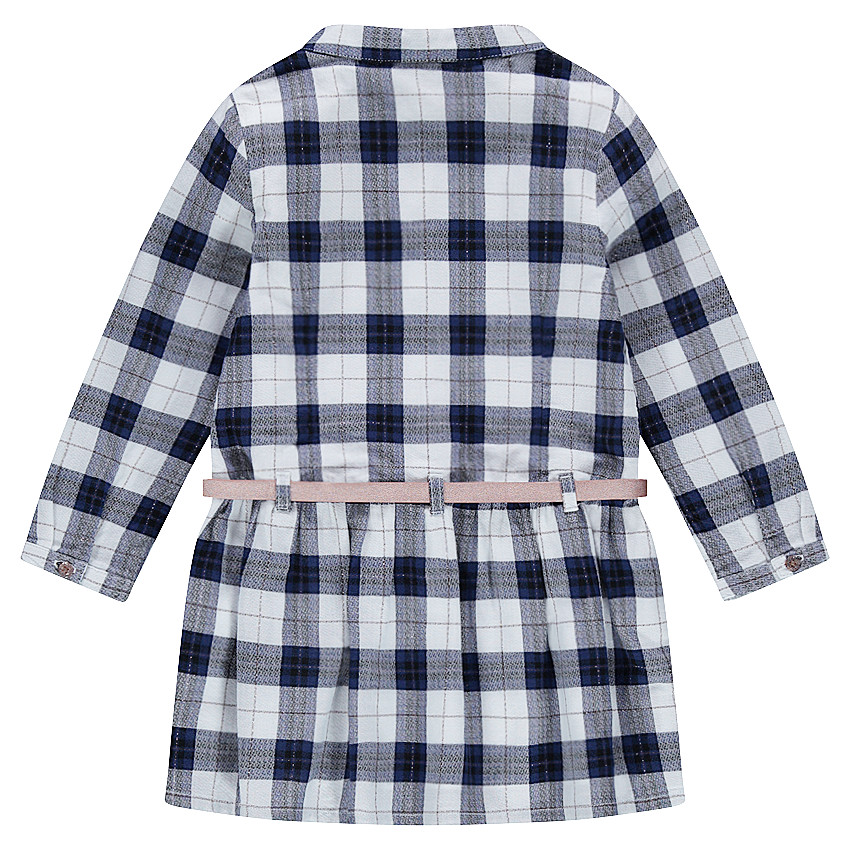 Robe manches longues à carreaux avec ceinture réglable amovible 