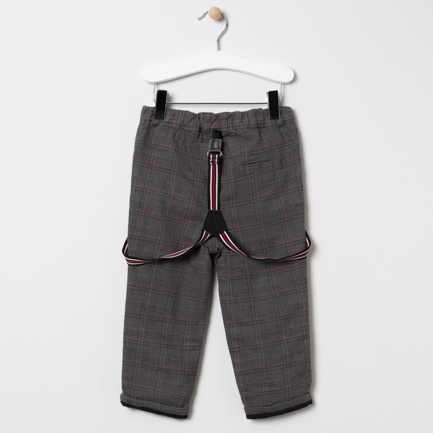 Ensemble avec chemise à cravate amovile et pantalon en Prince de Galles 