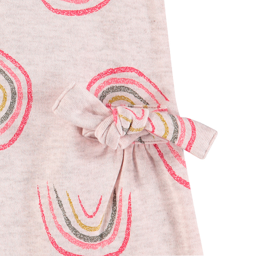 Robe manches courtes en maille avec arcs-en-ciel imprimés all-over 