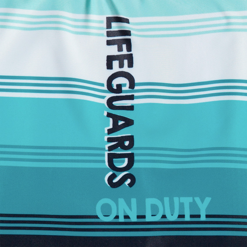 Junior - Boxer de bain à rayures avec inscriptions printées 