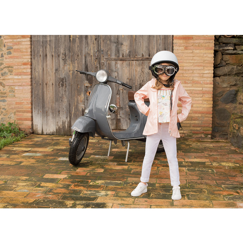 Parka à capuche en vinyle avec doublure en jersey à pois 