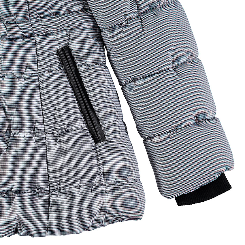 Junior - Parka en micro pied de poule doublée sherpa 