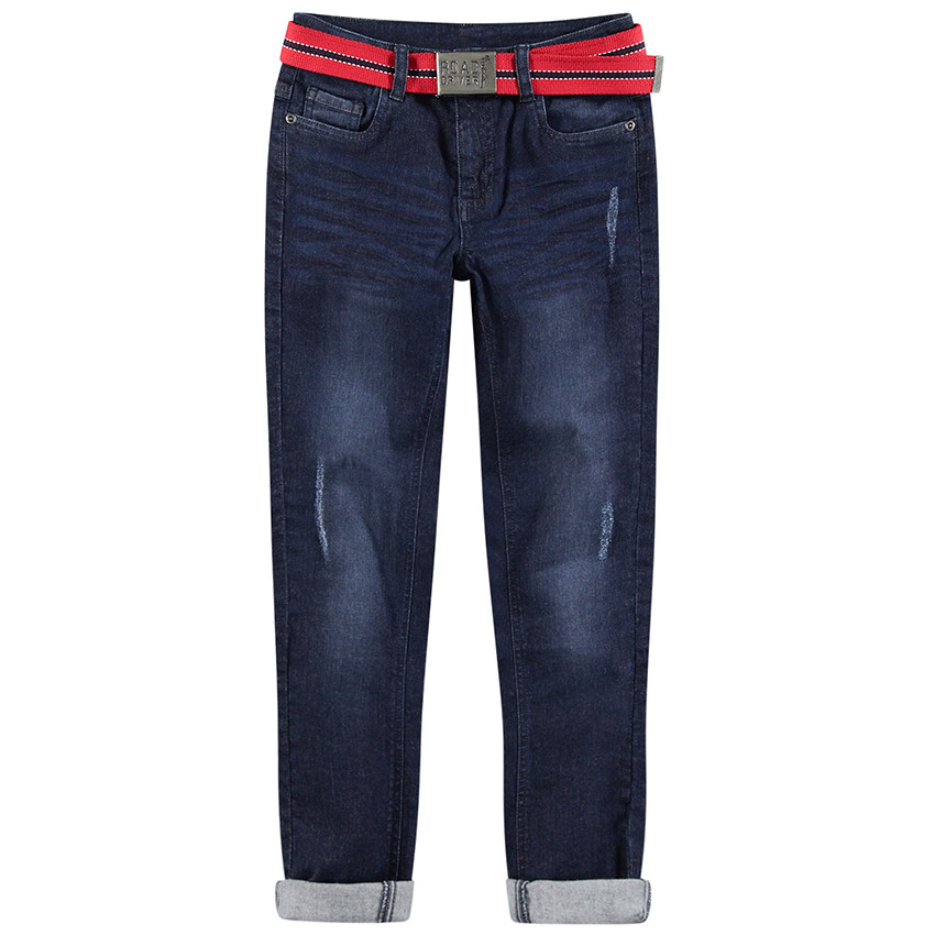 Junior - Jeans effet used et crinkle avec ceinture amovible 
