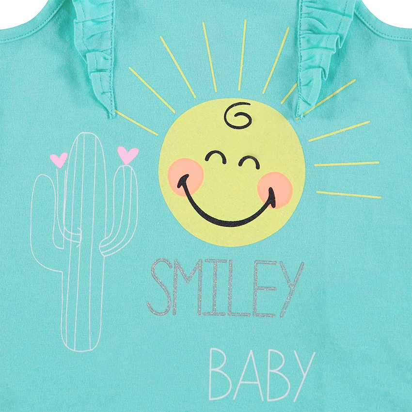 Débardeur volanté en jersey avec print Smiley 