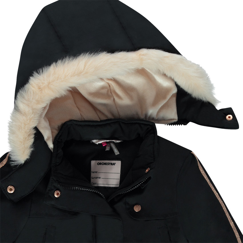 Parka longue doublée sherpa avec capuche amovible 