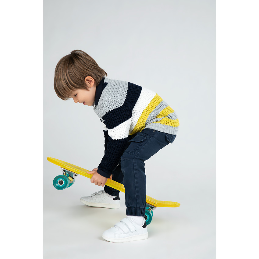 Pull en tricot épais à bandes contrastées 