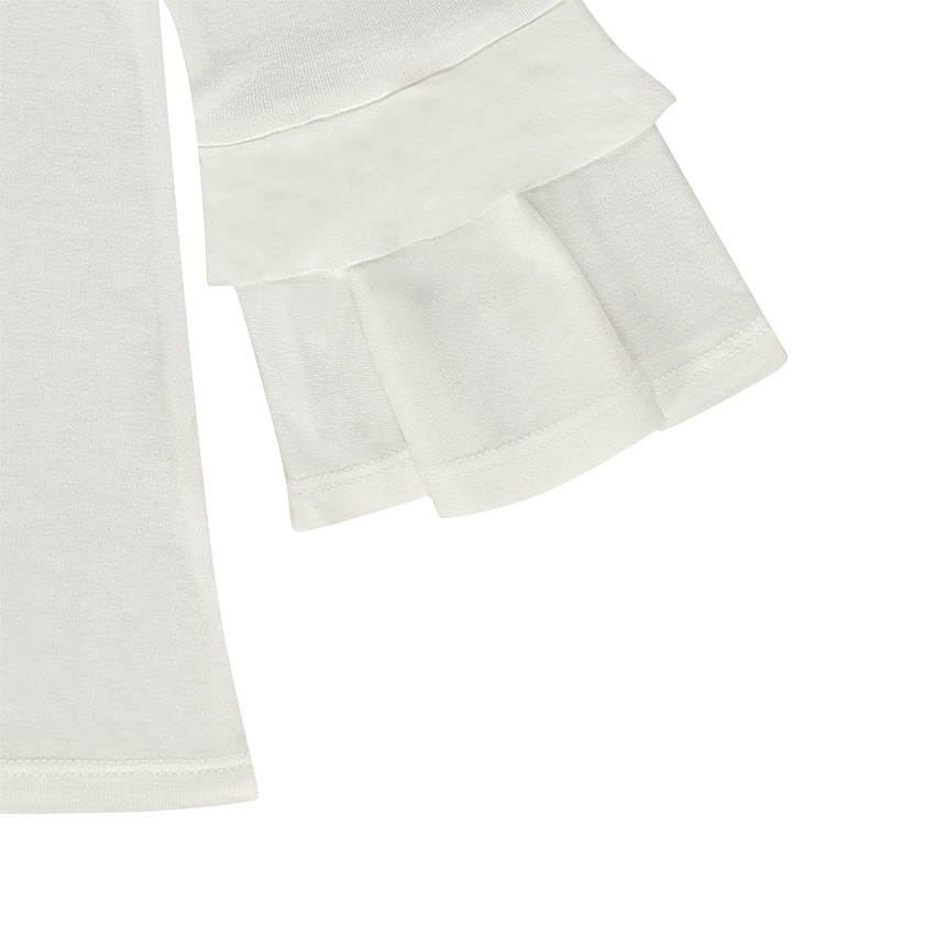 Tee-shirt manches 3/4 volantées avec inscription fantaisie sur le devant 