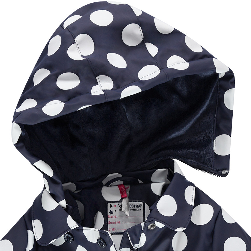 Coupe-vent en gomme à pois all-over doublé sherpa 