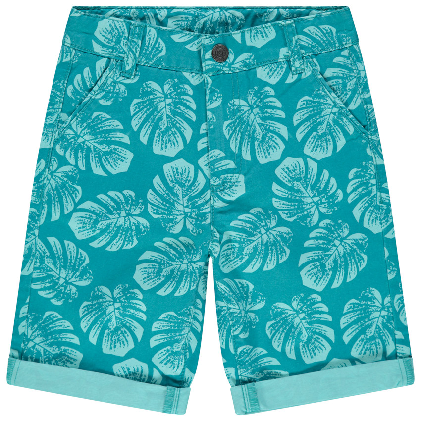Bermuda en coton imprimé feuilles all-over 