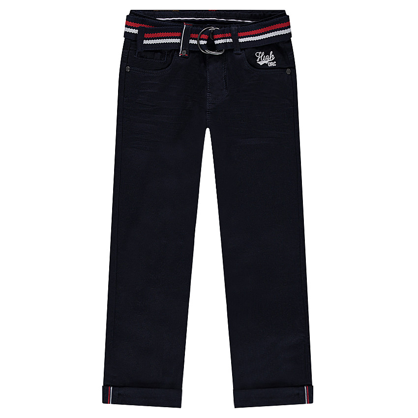 Pantalon effet crinkle avec ceinture tressée amovible à rayures colorées  