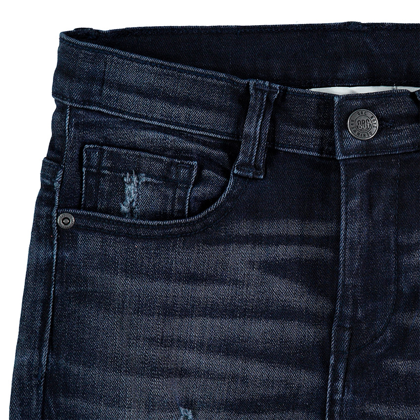 Junior - Jeans effet used et crinkle avec déchirures fantaisie 