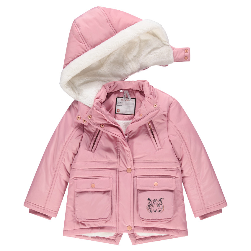 Parka doublée sherpa à poches et capuche amovible  