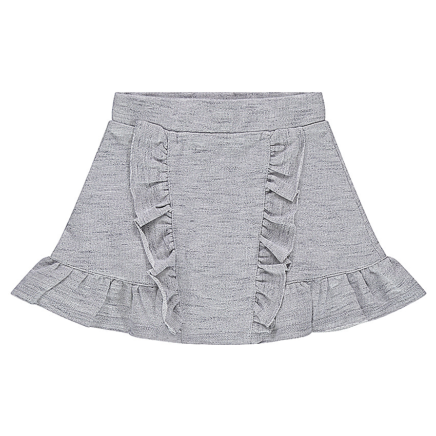 Jupe chinée en molleton twisté avec volants placés 