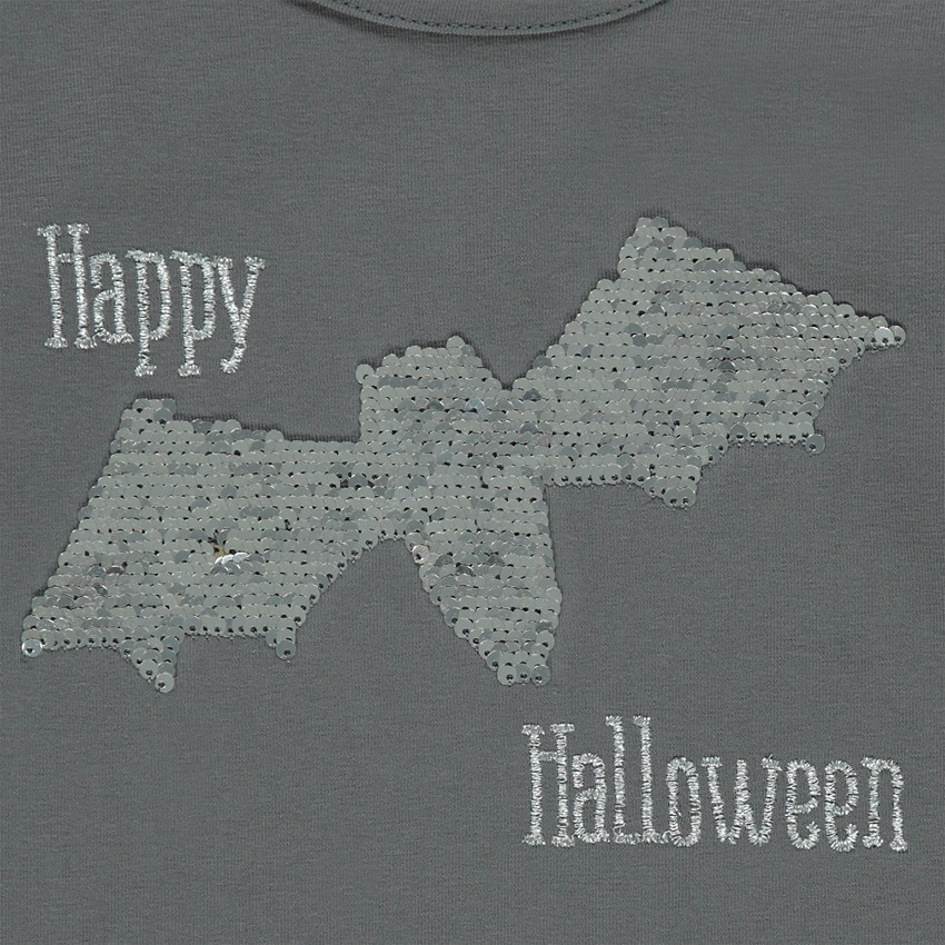 Tee-shirt spécial halloween avec print chauve-souris en sequins magiques 
