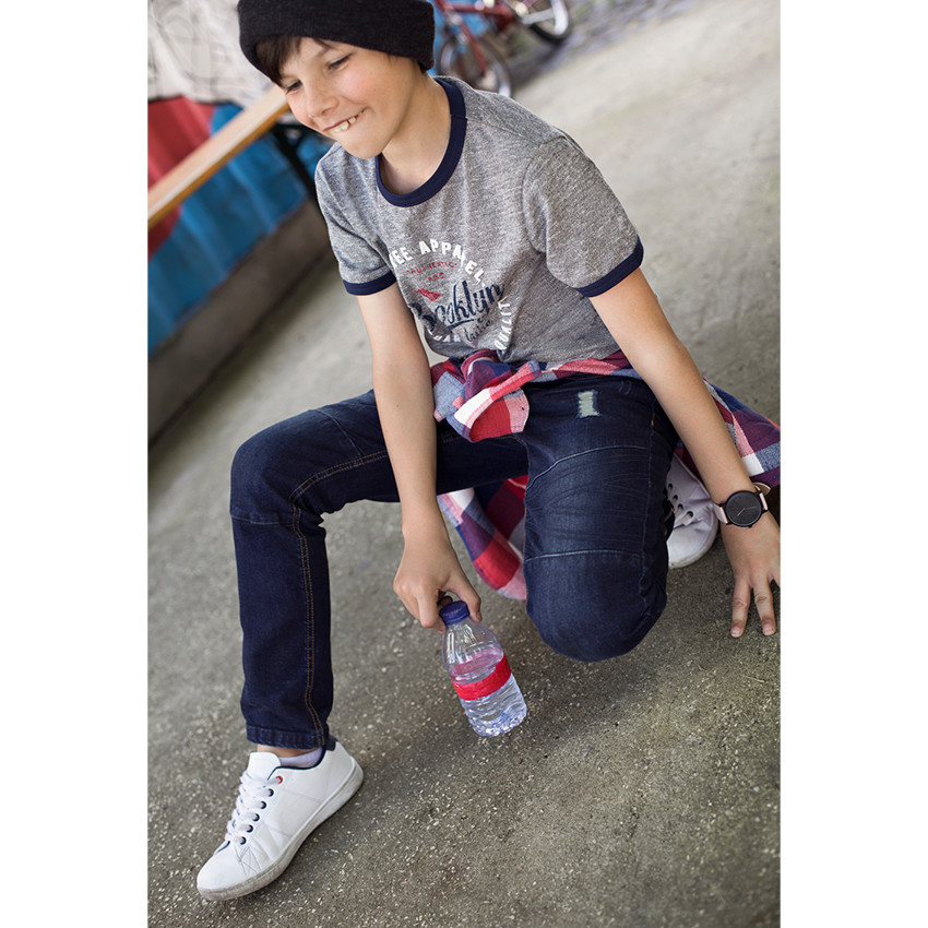 Junior - Chemise manches longues à carreaux et poche 