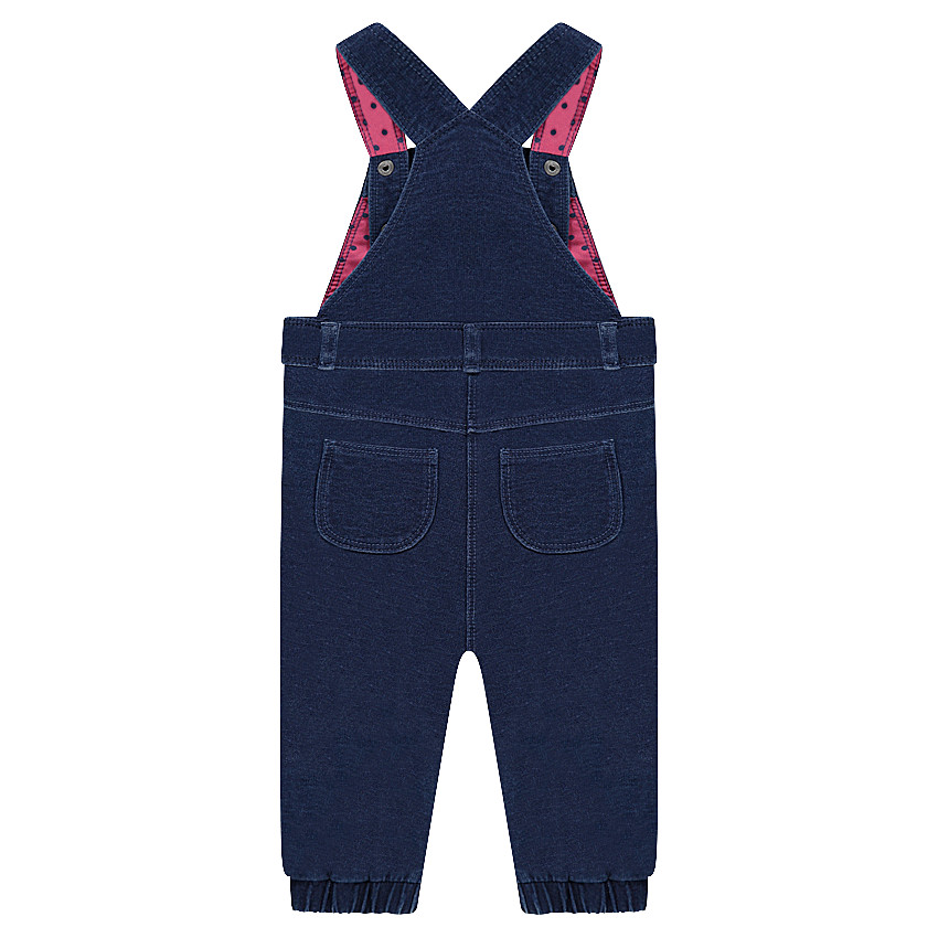 Salopette longue en molleton effet jeans avec motifs brodés 