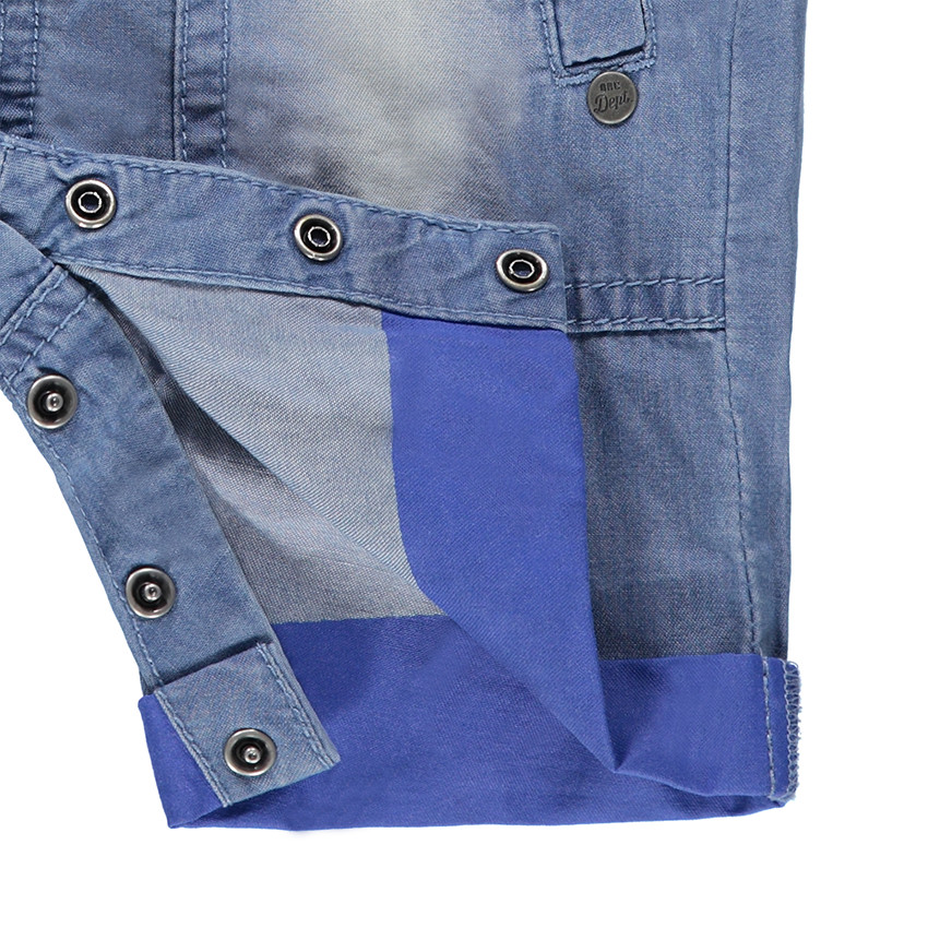 Salopette short en jeans effet used 