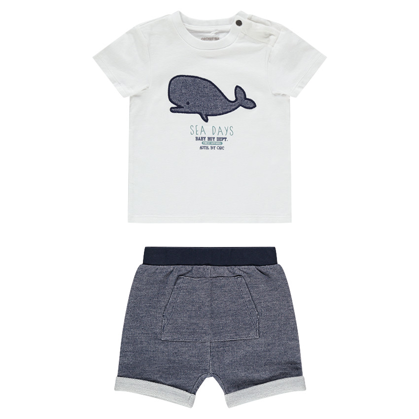 Ensemble de plage avec baleine et et bermuda en molleton léger 
