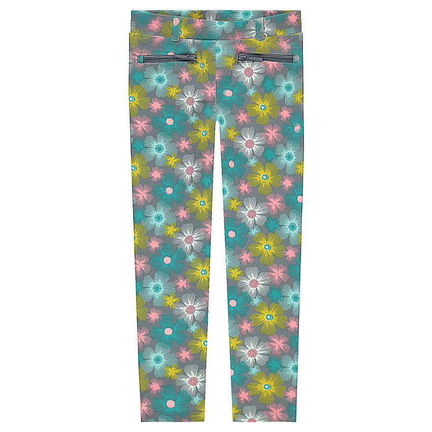 Jegging en milano imprimé fleurs colorées all-over avec poches zippées 