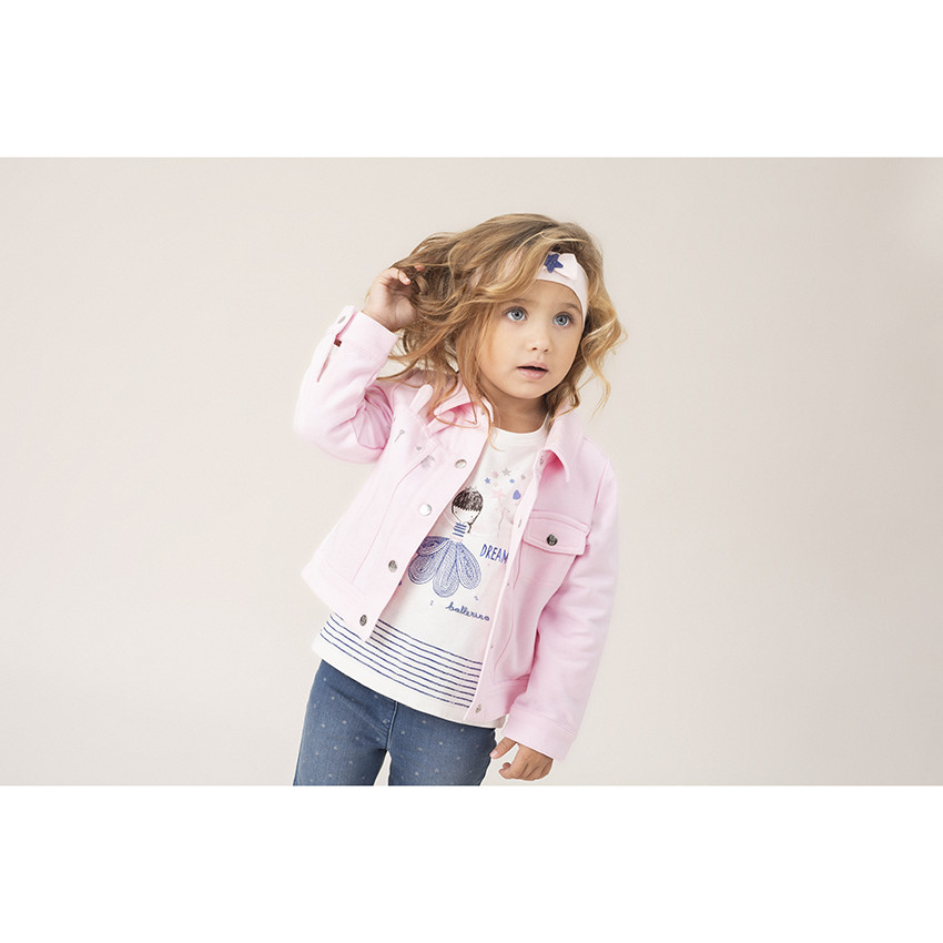 T-shirt manches longues en coton à danseuse brodée et rayures 