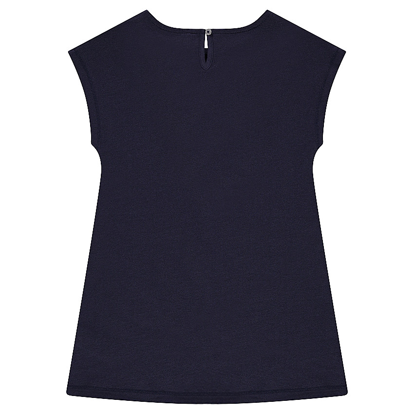 Tunique manches courtes en maille avec volants et badges patchés 